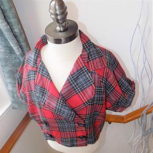 579 Plaid Crop Blazer Jacket Size XS